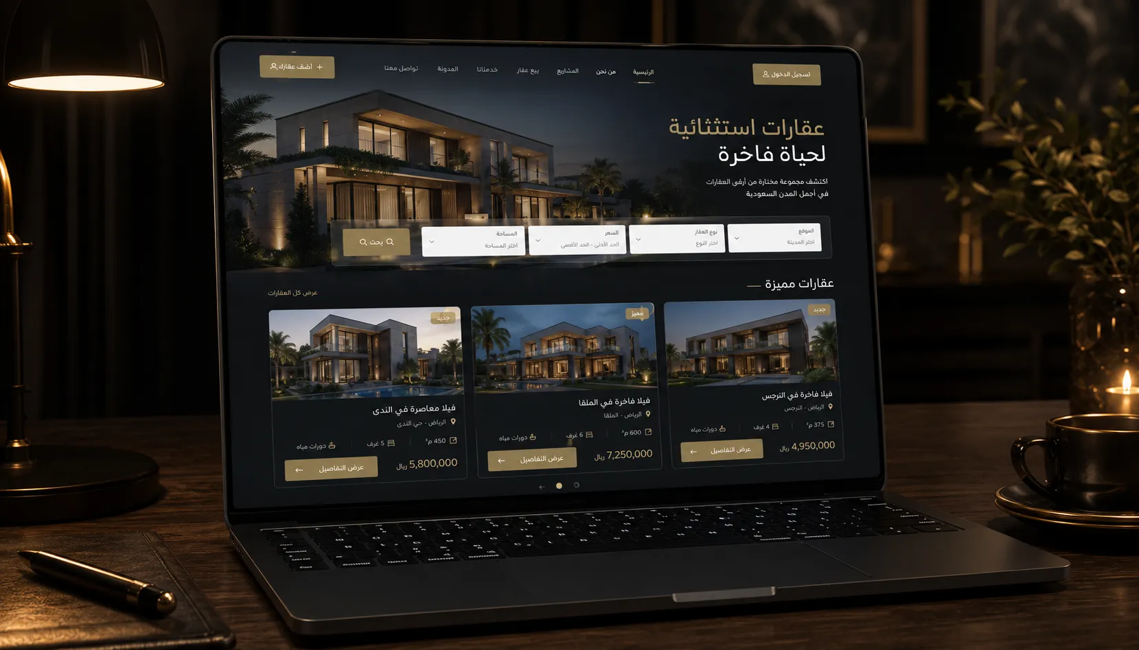واجهة تطبيق شركة عقارية