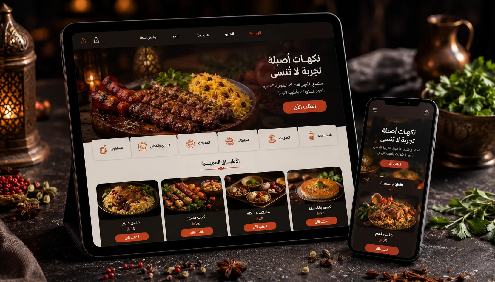 واجهة تطبيق مطعم