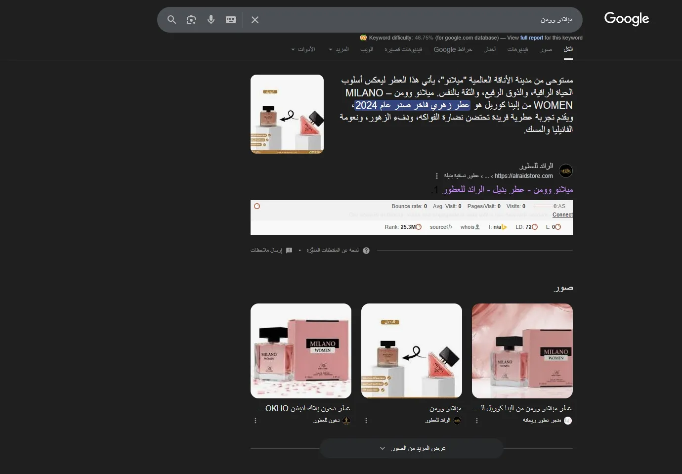 نتائج SEO عطور